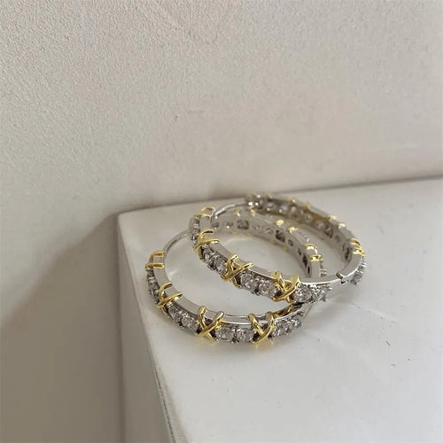 1 Pair Novelty U Shape Plating Inlay Copper Zircon Hoop Earrings