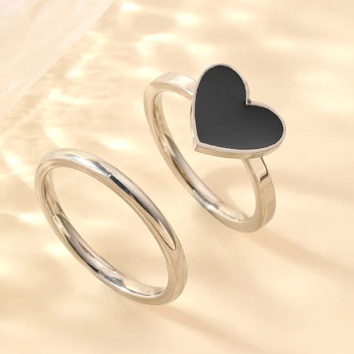 Heart Shape Couple Rings in Gold Titanium Steel with Electroplated Finish, 1 Pair