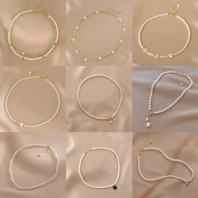 sweet geometric mixed materials irregular plating artificial pearls necklace 1 piece