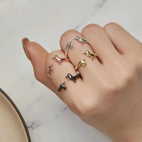 Cute Sausage dog Alloy Unisex Open Rings
