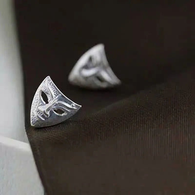 New Style Silver Plated Men's Earrings Creative Mask Design Geometric Pattern Bold Fashion Accessory For Men