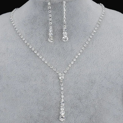 Simple Elegant Bridal Necklace Earring Set Rhinestone Wedding Jewelry 2pcs Women's Party Accessory Other Printings