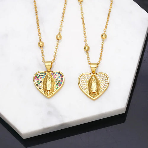 fashion geometric heart copper 18k gold plated necklace in bulk