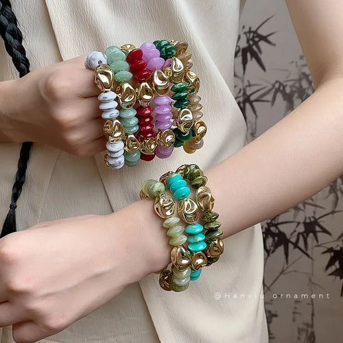 Irregular Acrylic Beaded round Bracelet  Retro Fashion Elegance Bracelet Design Sense Niche Bracelet for Women