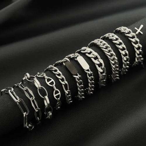 Titanium Steel Bracelet Unisex Basic Colorful Steel Cuban Chain Non-Fading Dragon Bone Design Jewelry Accessory Suitable for Men and Women