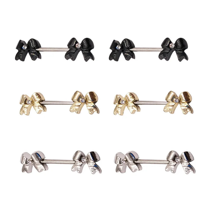 Butterfly Knot Milk Ring 316 Stainless Steel 14G Nipple Piercing Jewelry Geometric Pattern Electroplated Wedding Birthday Festival