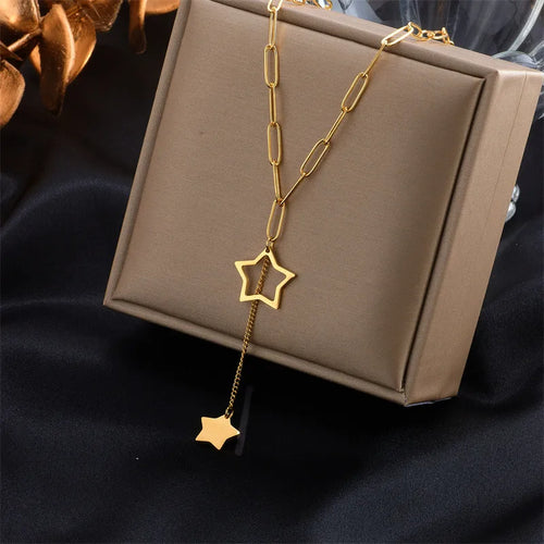 Wholesale Jewelry Geometric 304 Stainless Steel No Inlaid 18K Gold Plated Necklace