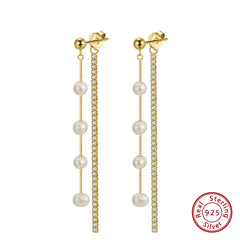 1 Pair Elegant Geometric Color Block Irregular Polishing Plating Baroque Pearls Freshwater Pearl Drop Earrings