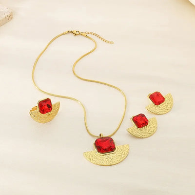 Wholesale Jewelry Elegant Simple Style Streetwear Sector 304 Stainless Steel 18K Gold Plated Jewelry Set