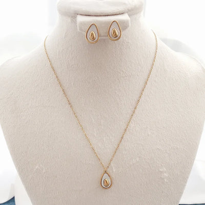 Wholesale Jewelry Elegant Lady Fruit Water Droplets 304 Stainless Steel 14K Gold Plated Earrings Necklace
