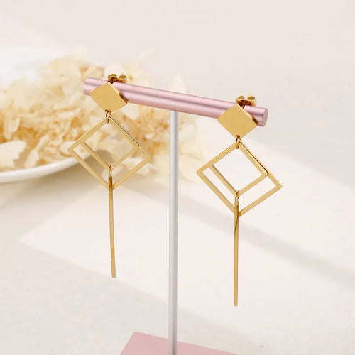 Fashion Geometric Titanium Steel 18K Gold Plated Earrings
