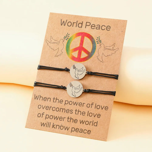 Handcrafted Olive Branch Peace Dove Stainless Steel Bracelet Wishing For Peace Handwoven Rope Bracelet For Children And Adults
