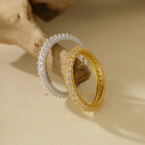 925 Sterling Silver Geometric 18K Gold Plated Rings