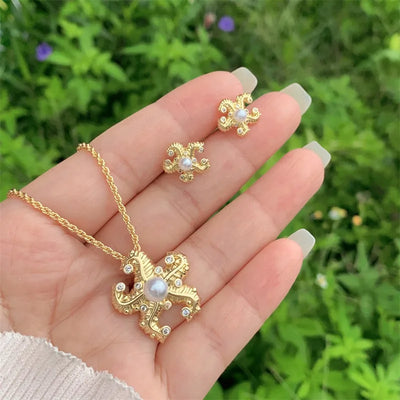 Wholesale Jewelry Simple Style Classic Style Starfish Copper 18K Gold Plated Jewelry Set