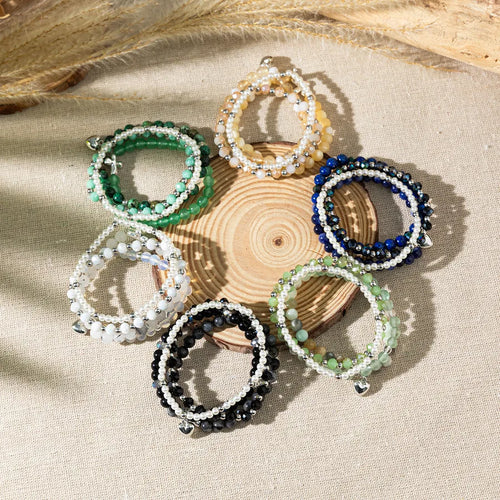 Casual Classic Style Cross Heart Shape Alloy Stone Beaded Chain Wrap Bracelets Wholesale