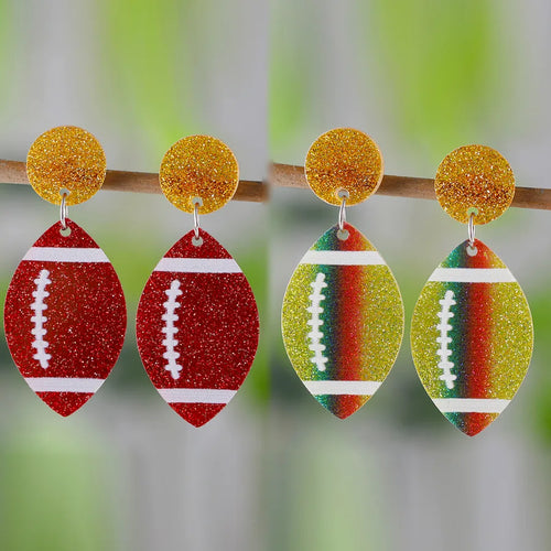 Retro Rugby Print Acrylic Stud Earrings for Women with 304 Stainless Steel Posts