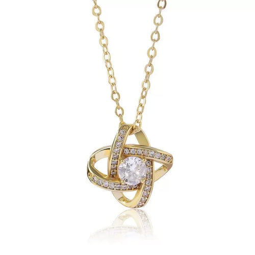 Lucky Heart Necklace for Women with Copper Pendant and Electroplated Brass Featuring Rhinestones
