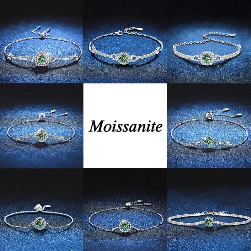 Halloween Christmas Easter Moissanite 925 Sterling Silver Bracelets Geometric Electroplated White Gold Plated Bracelets Elegant Luxurious Romantic