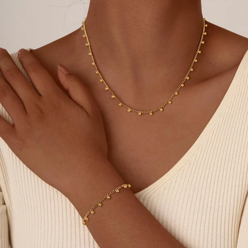 Wholesale Jewelry Elegant Solid Color 201 Stainless Steel 18K Gold Plated Jewelry Set