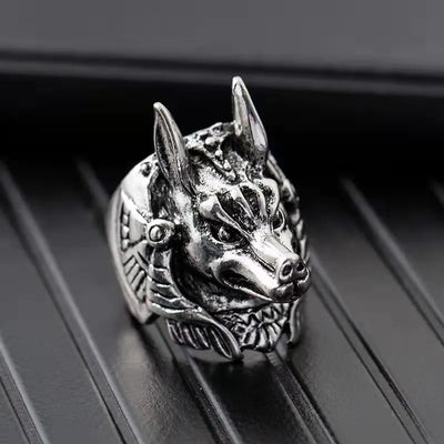 Cool Titanium Steel Wolf Head Ring Fashionable Retro Ice Land Wolf Casting Rings Personalized Protection Jewelry For Men