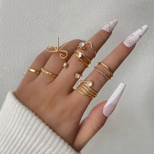 Fashion Geometric Iron Rhinestones Women'S Rings