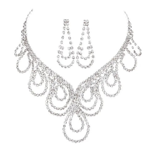Titanium Steel Water Droplets Bridal Jewelry Sets