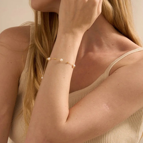 Simple Style Pearl Bracelet for Women with 18K Real Gold Plated Electroplated Finish in Elegant Gold
