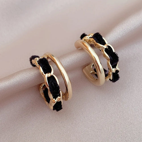 fashion retro geometric c-shaped alloy earrings