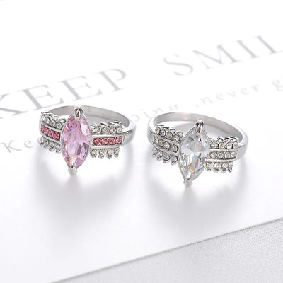 fashion elegant geometric  rhinestone inlaid alloy ring ornament