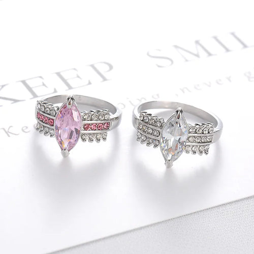 fashion elegant geometric  rhinestone inlaid alloy ring ornament