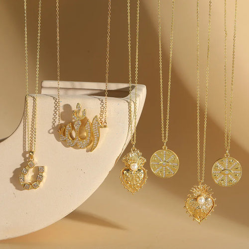 Wholesale Jewelry Elegant Simple Style Commute Heart Shape Copper Zircon 14K Gold Plated Necklace