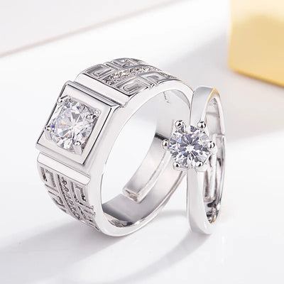 romantic shiny round square copper plating inlay zircon white gold plated rings