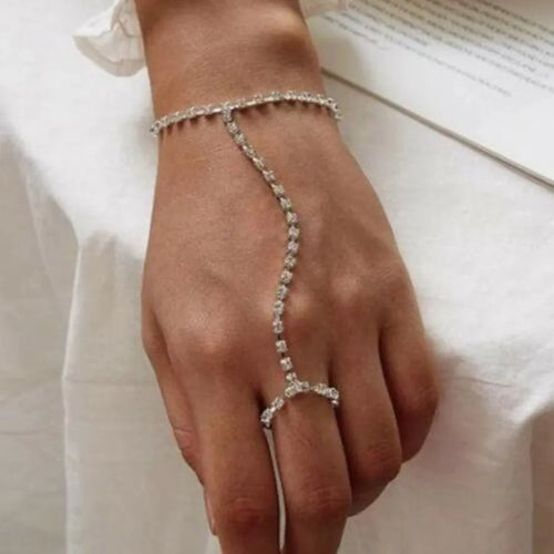 Fashion Geometric Alloy Bracelet B1925 European Style Chain Finger Women's Jewelry Simple Trendy Diamond Pendant
