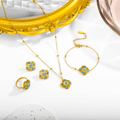 Wholesale Jewelry Vintage Style Simple Style Roman Style Windmill 304 Stainless Steel 18K Gold Plated Jewelry Set
