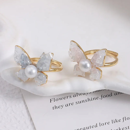 Simple Style Freshwater Pearl Ring with Natural Pink 6-7mm Button Pearls in Copper