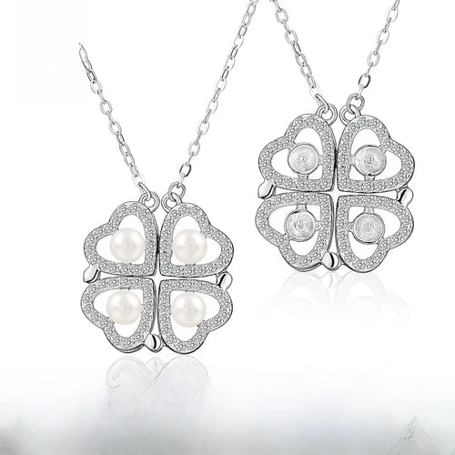 Heart Shape Necklace for Women in 925 Sterling Silver with Electroplated Chain and Freshwater Pearl Inlay