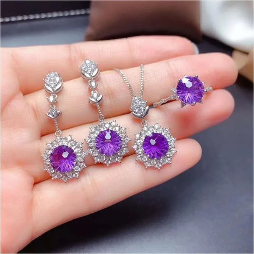 Copper Plating Flower Gem Crystal Necklaces