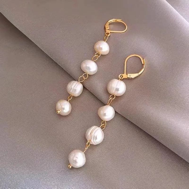 fashion geometric pearl plating earrings 1 pair