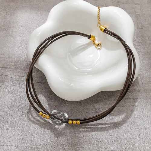 304 Stainless Steel Crystal Pearl Flower Vacuum Plating (In Furnace) Natural Stone Cute Basic Style (Simple Design) Gold Pendant Necklace