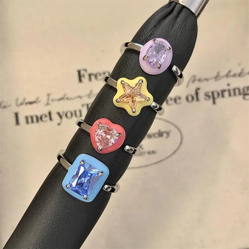 1 Piece Cute Streetwear Geometric Heart Shape Alloy Plating Women's Open Rings