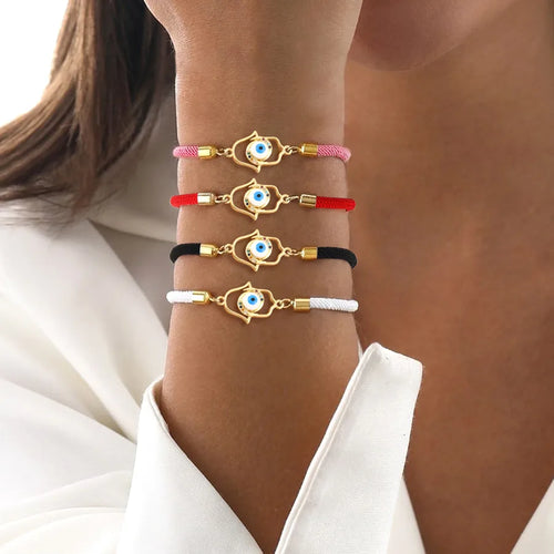 Elegant Simplistic Fashion Micro-Set Zircon Penguin Accessory Multi-Color Adjustable Ladies Hand Rope Devil Eye Bracelet