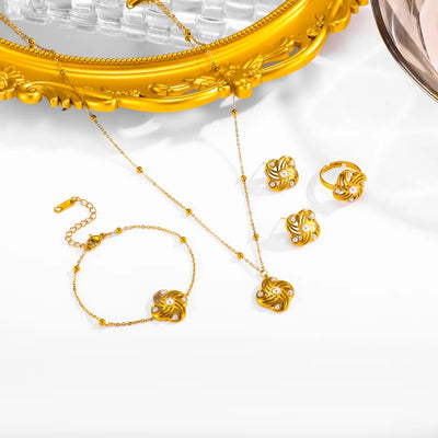 Wholesale Jewelry Vintage Style Simple Style Roman Style Windmill 304 Stainless Steel 18K Gold Plated Jewelry Set