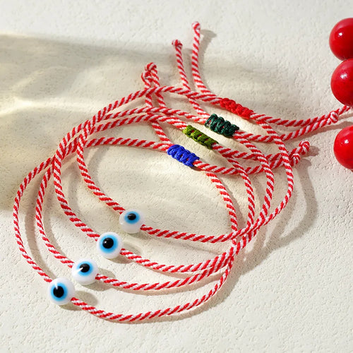 Eye Beading Drawstring Bracelets Featuring Acrylic Material with Cord In Chain Design