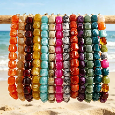 Bohemian Two Tone Geometric Acrylic Necklace for Women with KC Golden Plated Finish in Multicolor