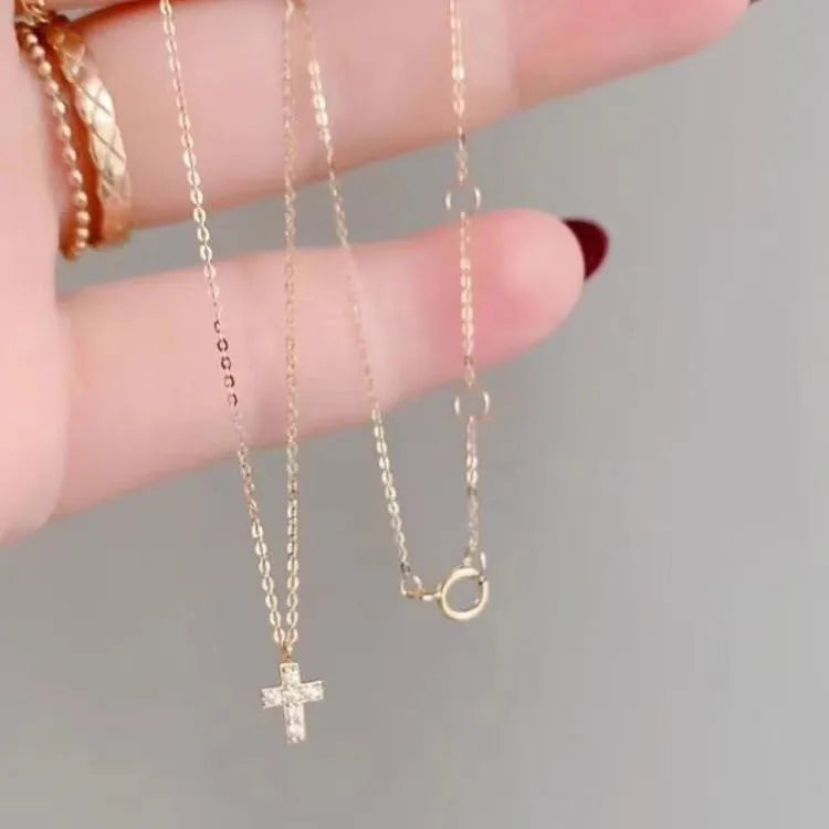 925 Sterling Silver cable chain Cross Pendant Necklace