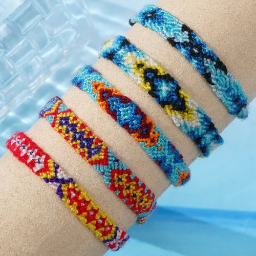 Handmade Geometric Drawstring Bracelets for Unisex Featuring Rope Cord in Chain Design