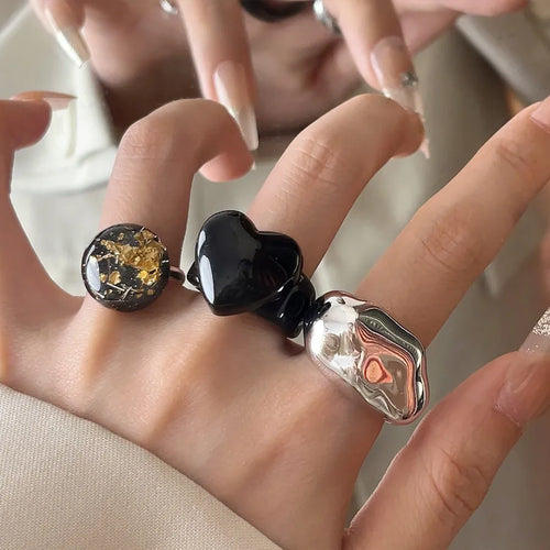 Streetwear Geometric Heart Shape Alloy Acetic acid sheets Plating Women's Rings