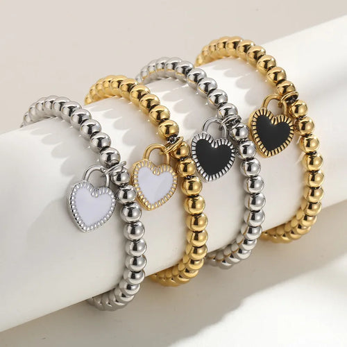 Sweet Heart Shape Titanium Steel 18K Gold Plated Bracelets In Bulk