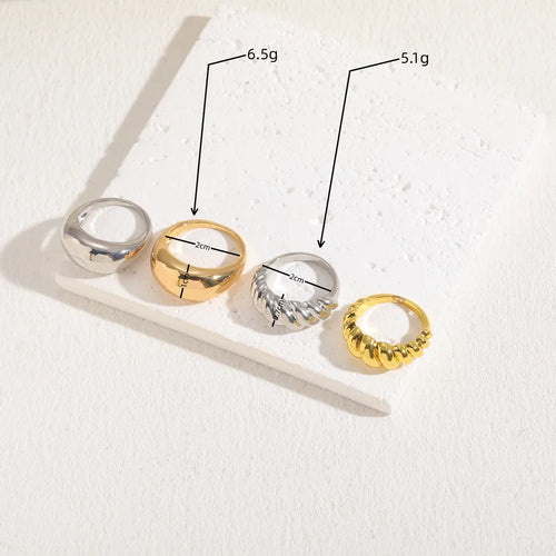 elegant luxurious classic style solid color copper 14k gold plated rings in bulk