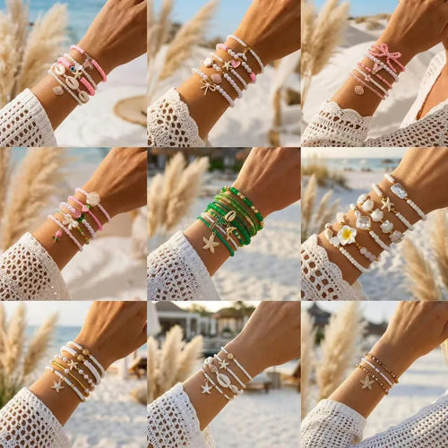 Bohemian Shell Beaded Bracelet for Women in Colour Alloy Material